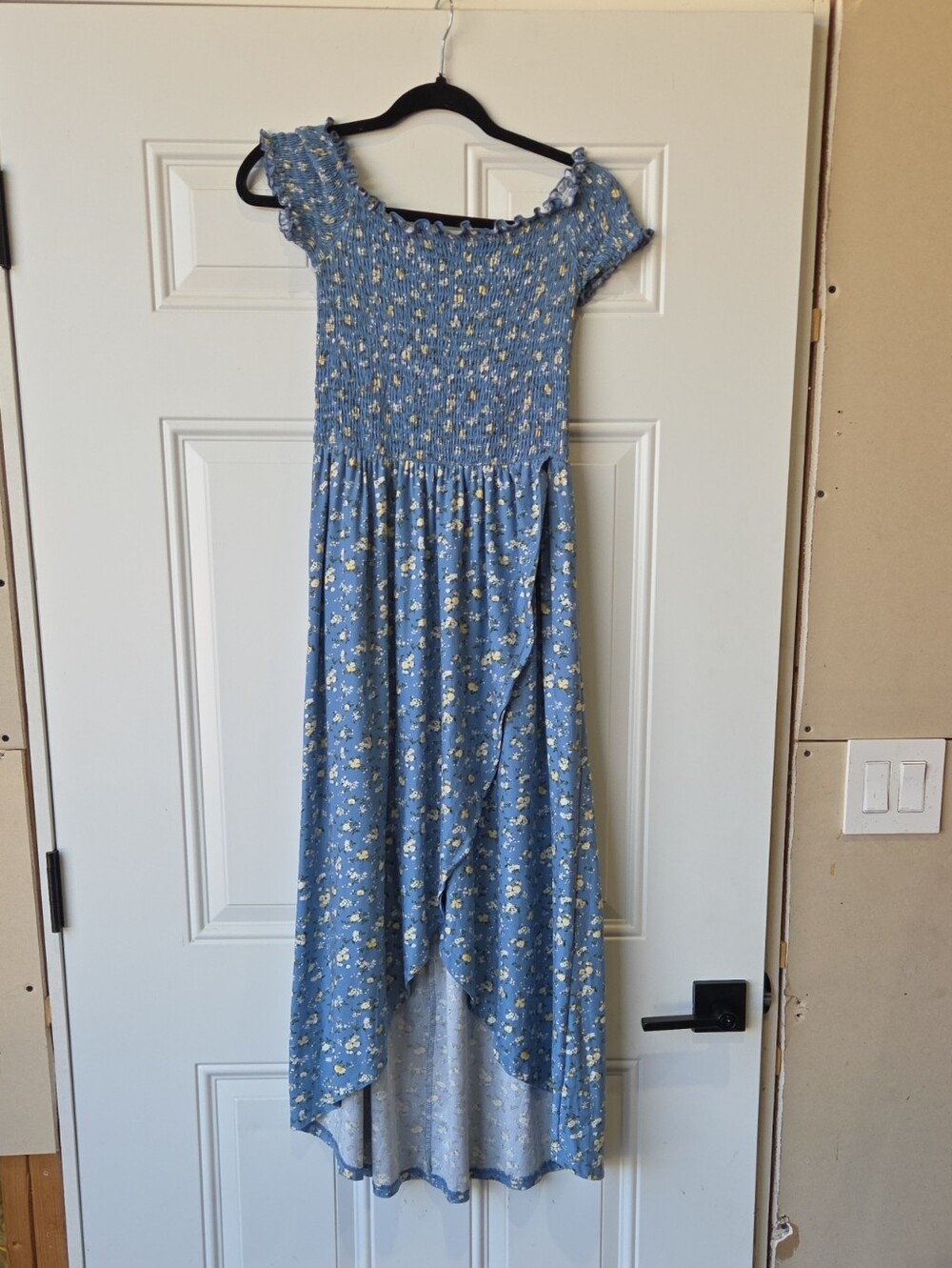 J for Justify Blue Floral Smocked High-Low Dress